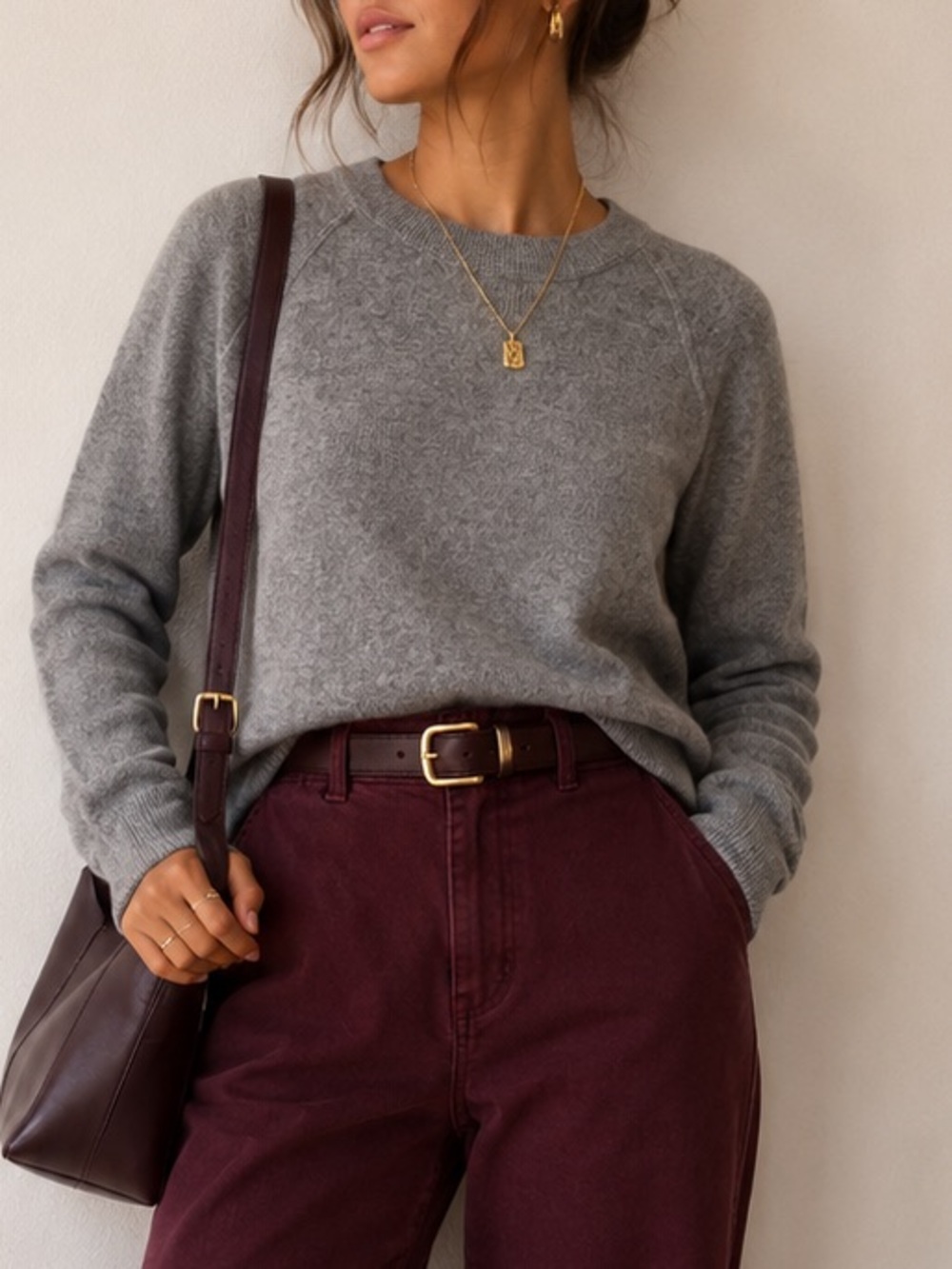 Quince 100% Cashmere Gray Crewneck Sweater M Quiet Luxury Minimalist